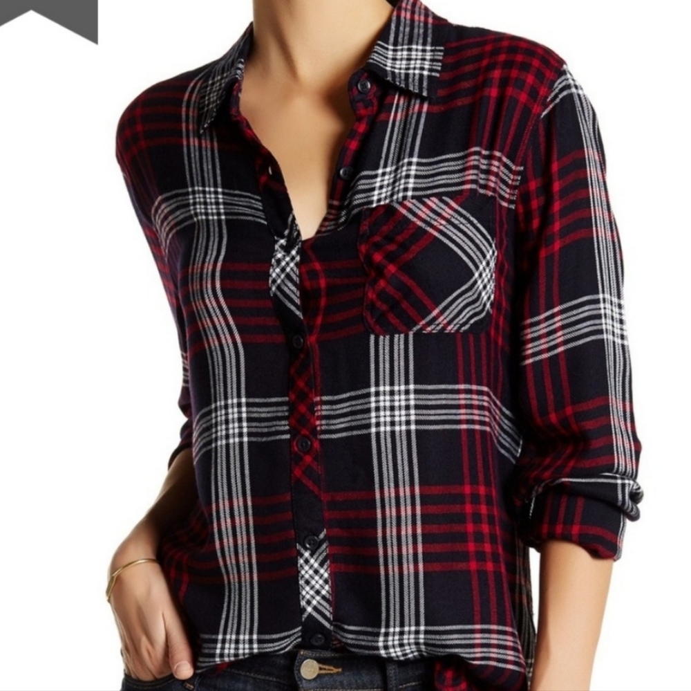 BeachLunchLounge Charley Plaid Blouse Size Smalll